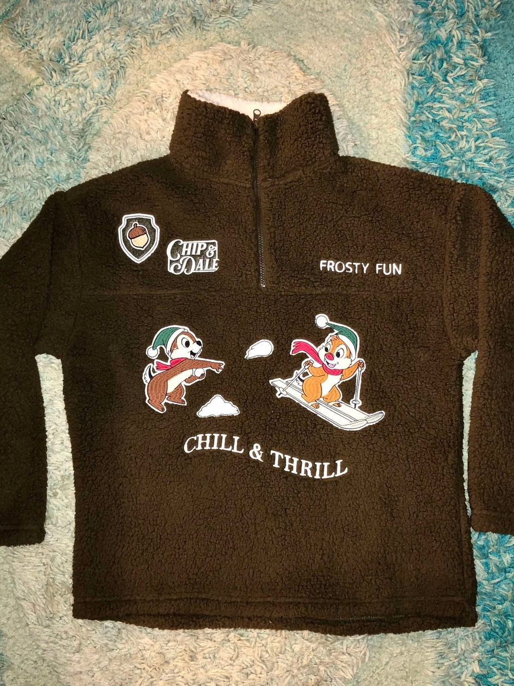 Disney Chip & Dale "Chill & Thrill" / "Frosty Fun" sherpa fleece quarter-zip